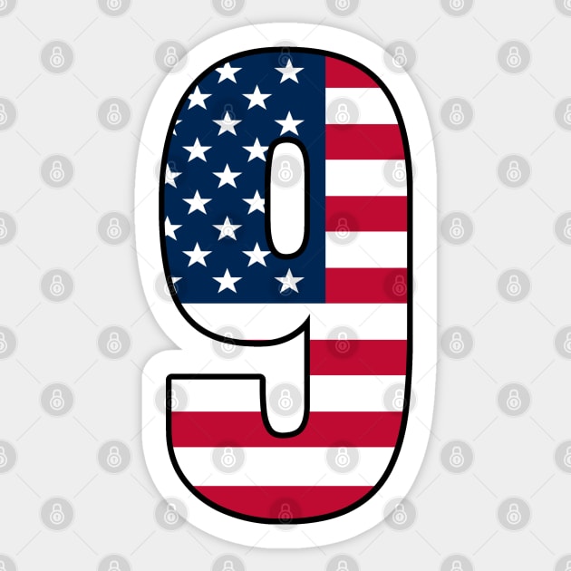 Number 9 Star Spangled Banner Sticker by la chataigne qui vole ⭐⭐⭐⭐⭐